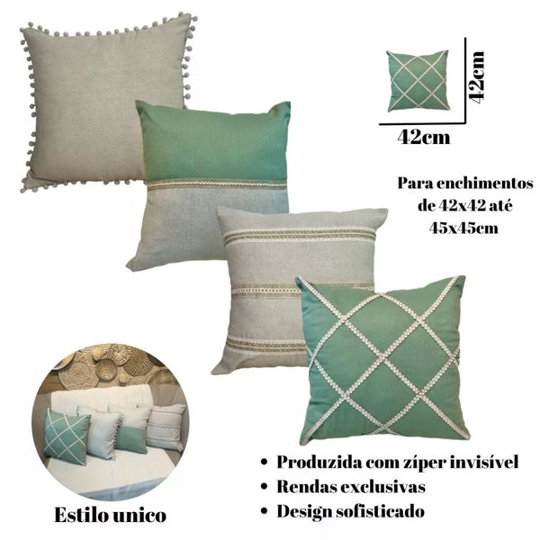 4 Capas Boho Chic Rústico Elegante com Zíper 45x45