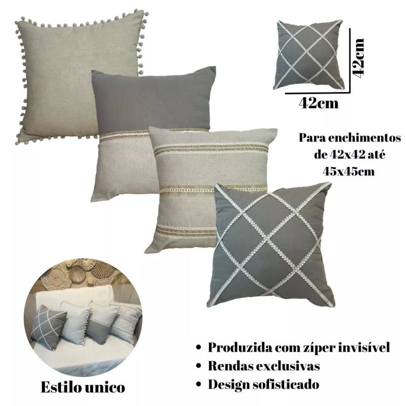4 Capas Boho Chic Rústico Elegante com Zíper 45x45
