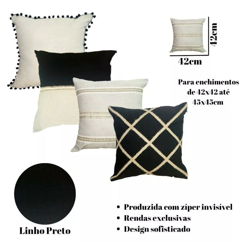 4 Capas Boho Chic Rústico Elegante com Zíper 45x45
