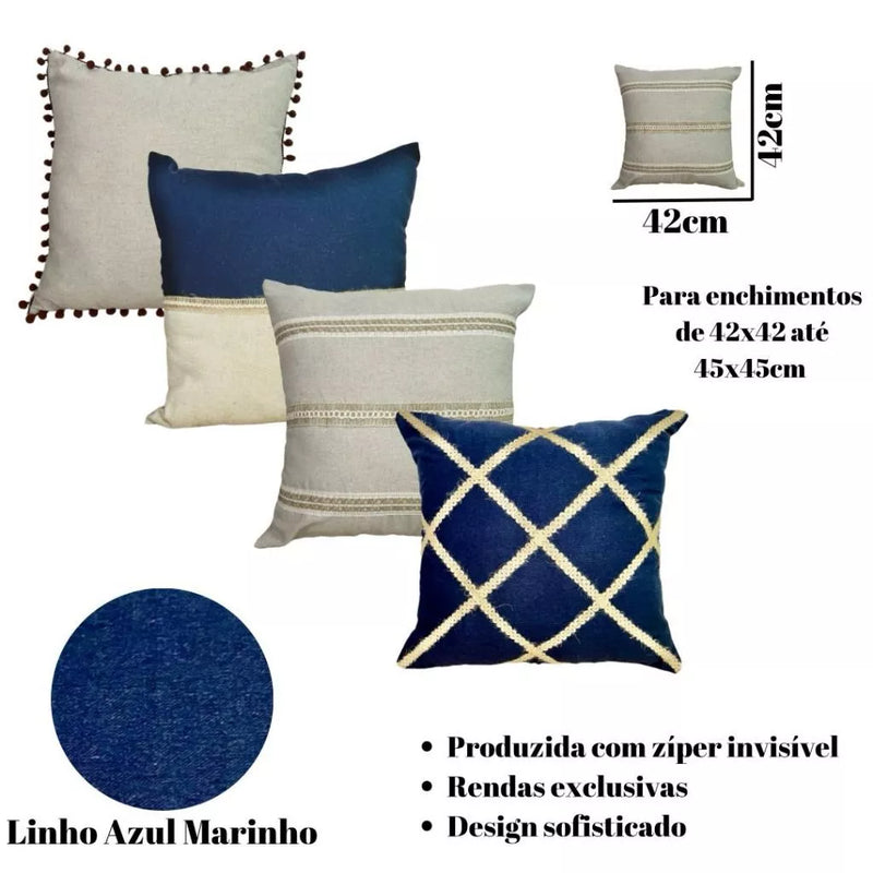 4 Capas Boho Chic Rústico Elegante com Zíper 45x45