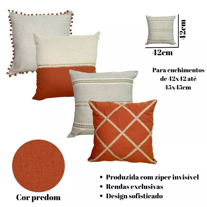 4 Capas Boho Chic Rústico Elegante com Zíper 45x45