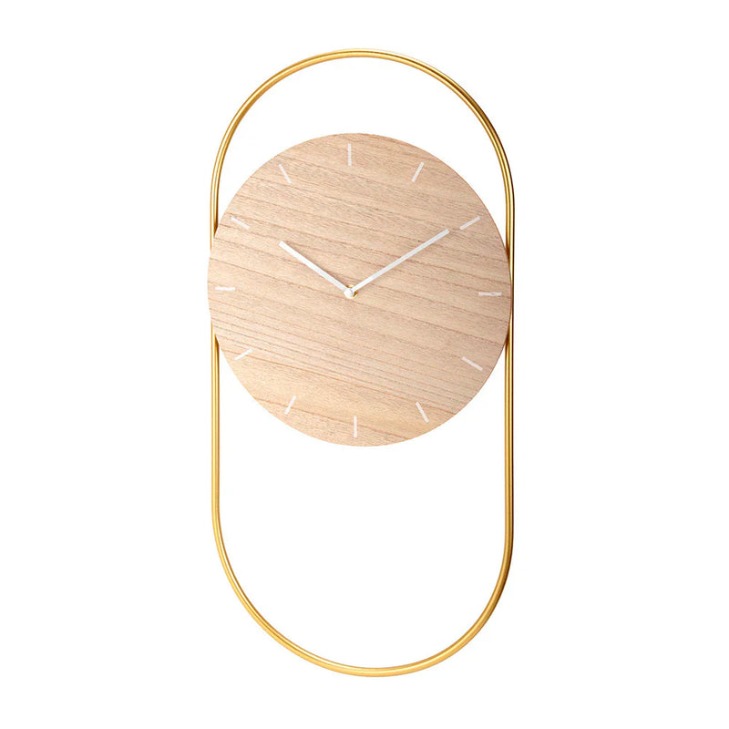 Relógio de Parede 30x60 Dourado Madeira e Metal Design Moderno